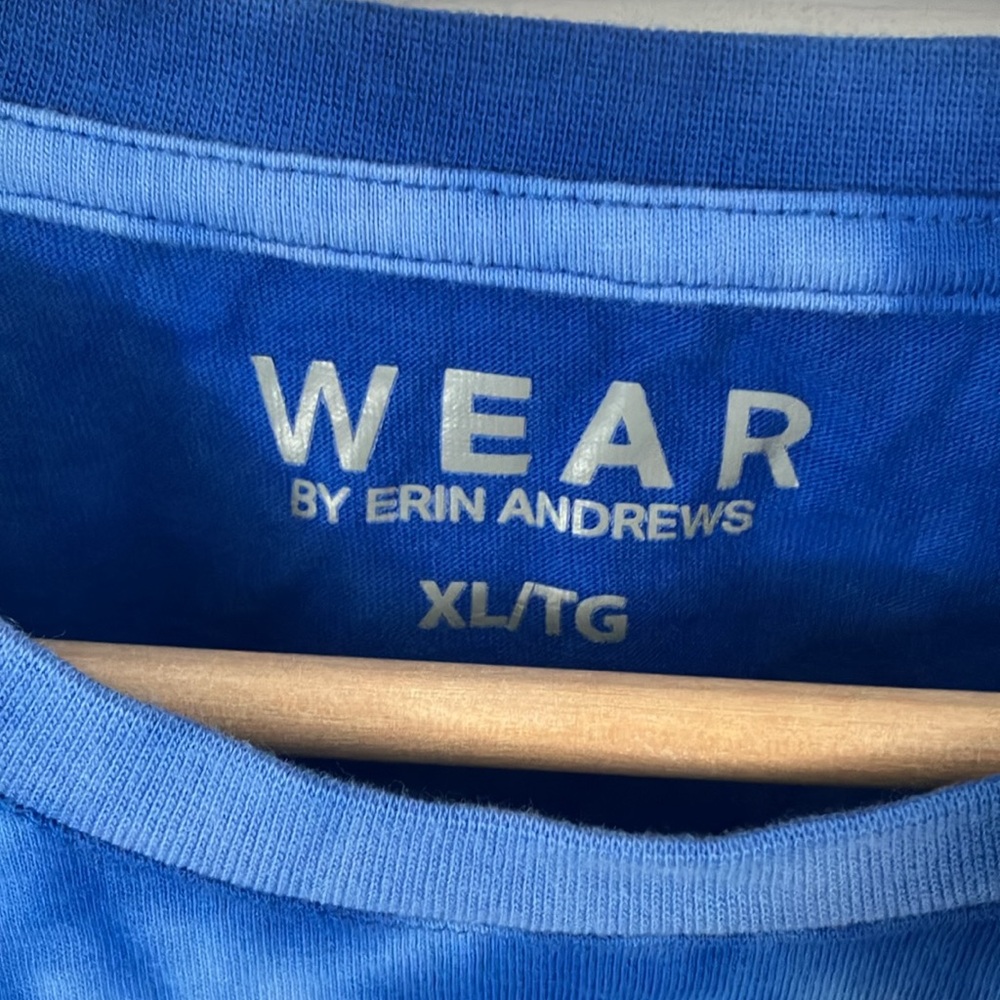 Blue tie dye Seahawks by Erin Andrews cropped long sleeved shirt - Picture 2 of 3